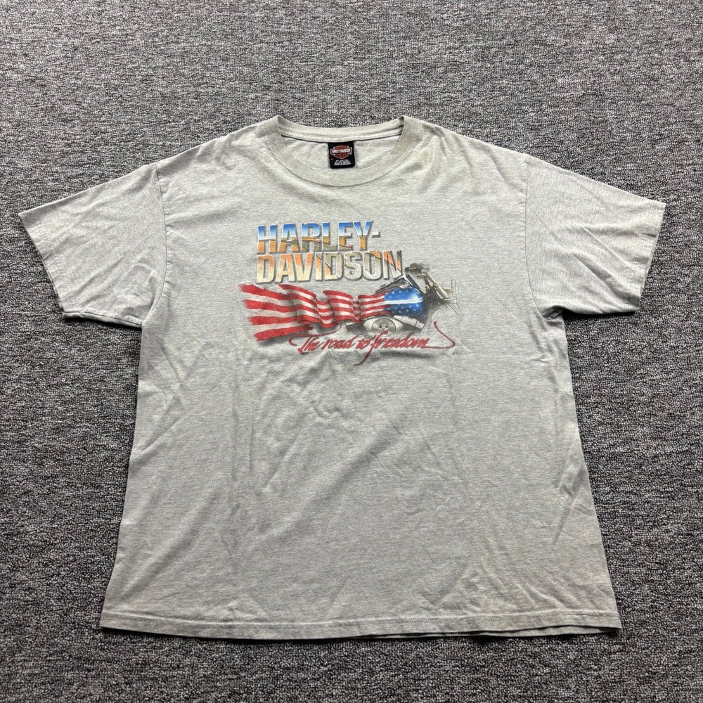 Y2K 2000s Harley Davidson Biker Las Vegas Grunge Graphic Grey T-Shirt Size XL